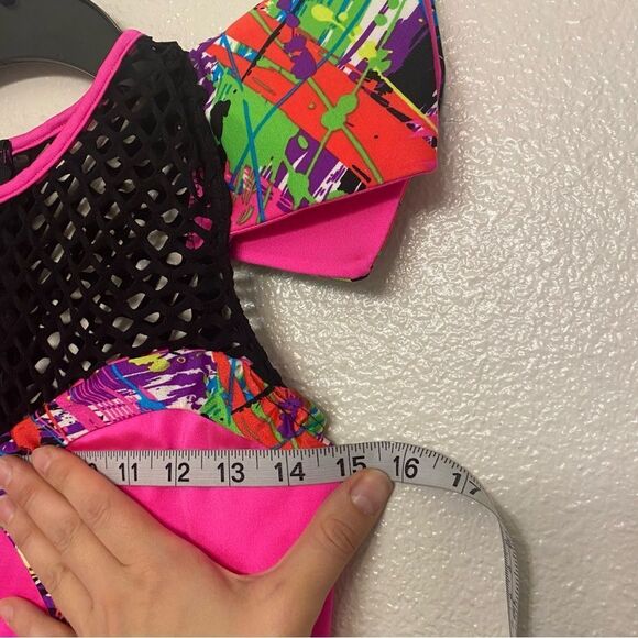 Kelle dance neon pink Y2K 80’s 5129A to the max costume leotard fishnet SA adult - Picture 4 of 7